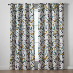Alan Symonds Watercolour Blackout Ring Top Eyelet Curtains Green 229 x 229cm