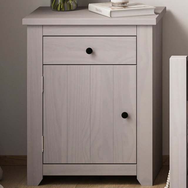 Havana Single Door Single Drawer Grey Bedside Table - image 1