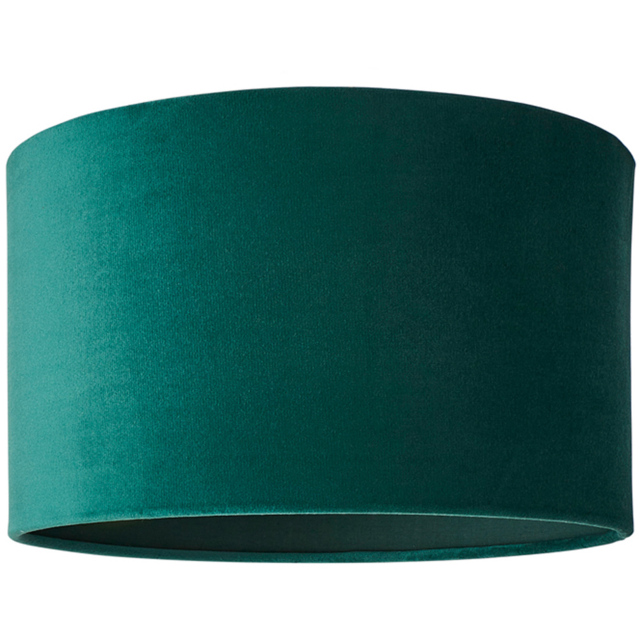ValueLights Reni Forest Green Velvet Drum Ceiling Lamp Shade 25cm - image 1