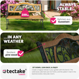 tectake Kathi 2 Seater Brown Garden Bench - thumbnail 4