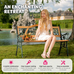 tectake Kathi 2 Seater Brown Garden Bench - thumbnail 3