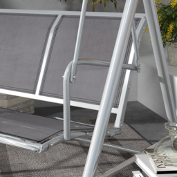 Outsunny 3 Seater Light Grey Swing Chair with Canopy - thumbnail 3