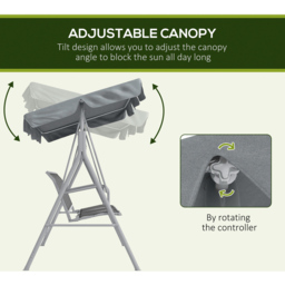 Outsunny 3 Seater Light Grey Swing Chair with Canopy - thumbnail 4