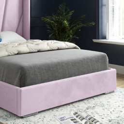 Bellini Pink King Size Velvet Upholstered Bed Frame with Wide Curved Winged Headboard - thumbnail 4