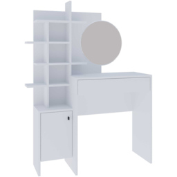 GFW Freyja Single Door Single Drawer White Dressing Table with Mirror - thumbnail 4