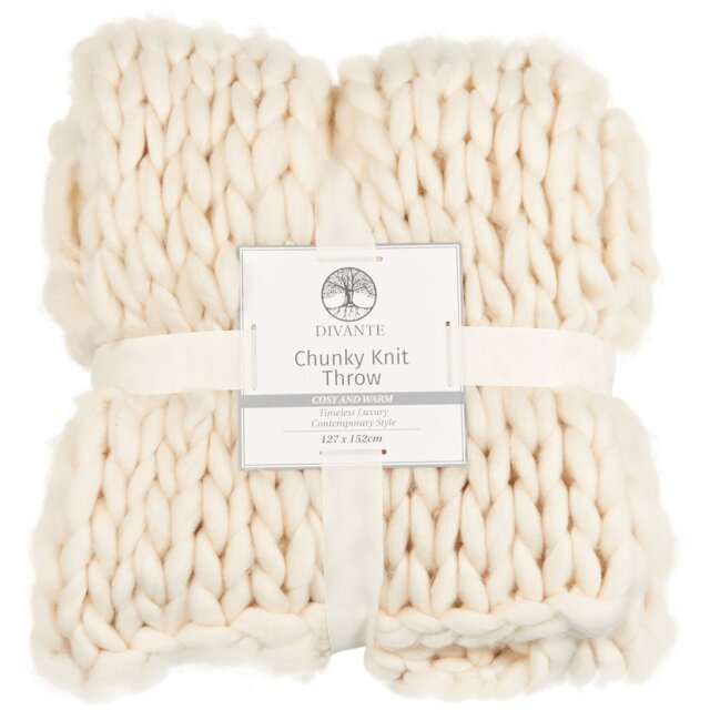 Divante Chunky Knit Throw - Ivory - image 1