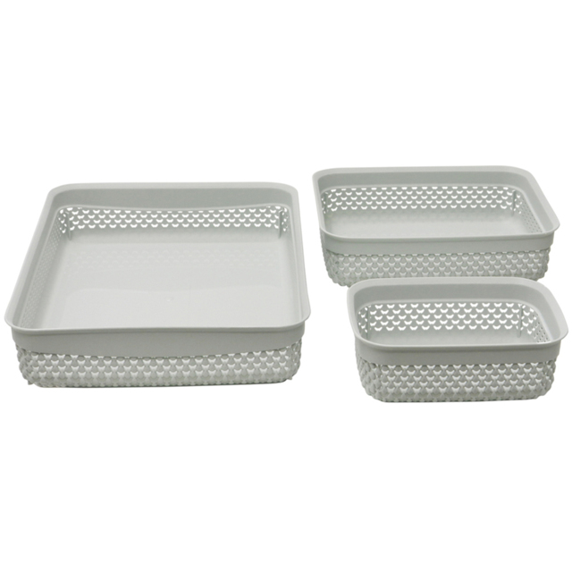 JVL Droplette Ice Grey Storage Basket 3 Pack - image 1
