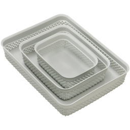 JVL Droplette Ice Grey Storage Basket 3 Pack - thumbnail 3
