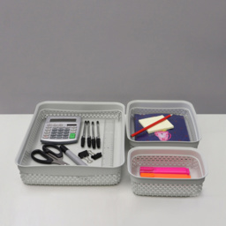 JVL Droplette Ice Grey Storage Basket 3 Pack - thumbnail 2