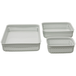 JVL Droplette Ice Grey Storage Basket 3 Pack