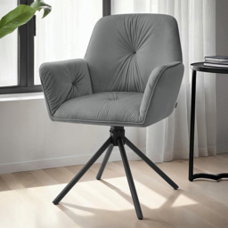 tectake Lenia Anthracite Black Padded Swivel Chair Set of 6