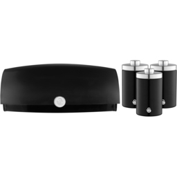 Swan Townhouse EEJB280 Black Bread Bin with 3 Piece Canister Set - thumbnail 1