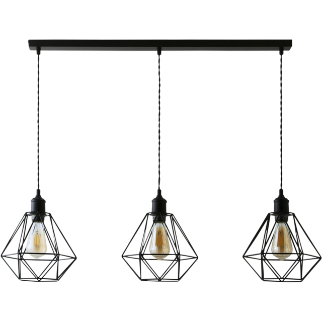 ValueLights Diablo Matte Black 3 Drop Bar Geometric Ceiling Pendant Light - image 1