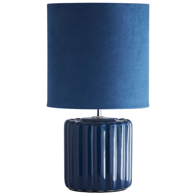 Kliving Zoe Blue Velvet Shade Ceramic Table Lamp - image 1
