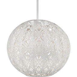 Lighting Collection Cream Fretwork Pattern Globe Shade