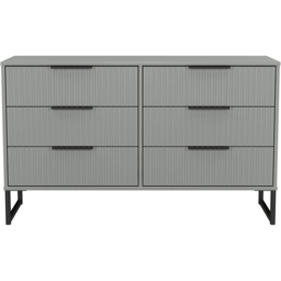 Crowndale Fluted 6 Drawer Dusk Grey Wide Chest of Drawers Ready Assembled - thumbnail 2