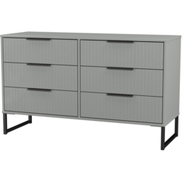 Crowndale Fluted 6 Drawer Dusk Grey Wide Chest of Drawers Ready Assembled - thumbnail 4