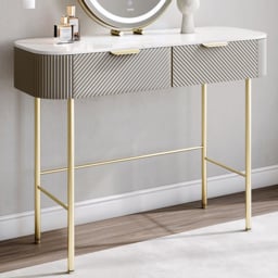 CARME Home Imogen Mocha Marble Effect 2 Drawer Dressing Table