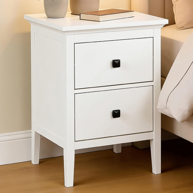 Home Source 2 Drawer White Compact Bedside Table - image 1