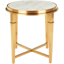 Premier Housewares White Round Side Table with Gold Frame - thumbnail 2
