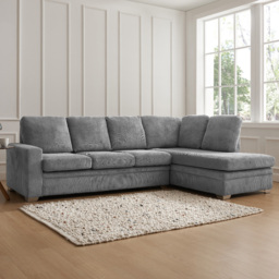 Home Detail Alcott 6 Seater Grey Jumbo Cord Fabric Right Hand Corner Sofa