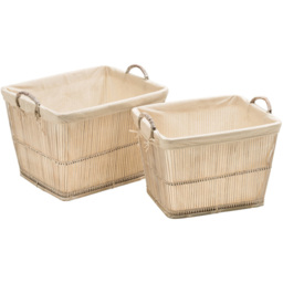 Premier Housewares Rustic White Storage Baskets Set of 2 - thumbnail 1