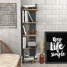 Decorotika Alis 5 Tier Black and Oud Corner Bookcase