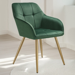 tectake Marilyn Dark Green Gold Quilted Velvet Dining Chair Set of 6