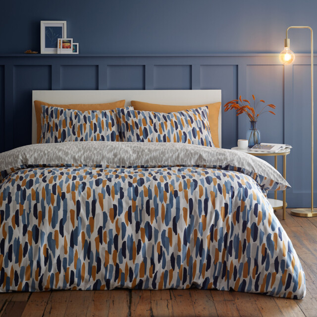 My Home Ellison Blue King Size Duvet Cover and Pillowcase Set - image 1