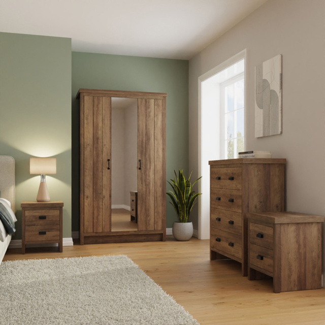 GFW Boston 4 Piece Knotty Oak Bedroom Furniture Set - image 1