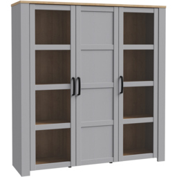 Florence Bohol 3 Door Grey Riviera Oak Large Display Cabinet - thumbnail 2