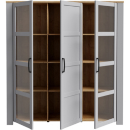 Florence Bohol 3 Door Grey Riviera Oak Large Display Cabinet - thumbnail 4