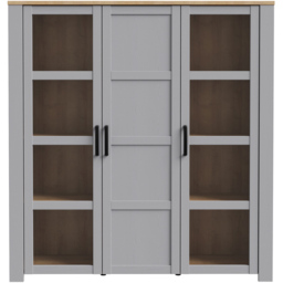 Florence Bohol 3 Door Grey Riviera Oak Large Display Cabinet - thumbnail 3