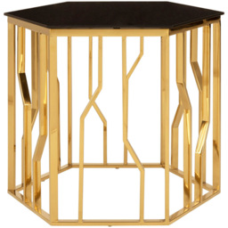 Premier Housewares Alvaro Gold and Black Hexagonal Side Table - thumbnail 2