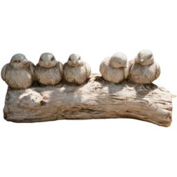 Five Birds on a Log Statue Off White - thumbnail 1