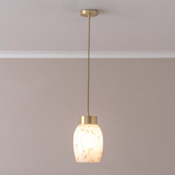 ValueLights India Confetti Brushed Gold Glass Capped Ceiling Pendant Light - thumbnail 2