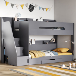 Flair Slick Staircase Grey Bunk Bed with Storage