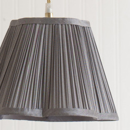 ValueLights Loralei Small Dark Grey Pleated Faux Silk Scalloped Shade - thumbnail 3