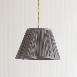 ValueLights Loralei Small Dark Grey Pleated Faux Silk Scalloped Shade - thumbnail 4