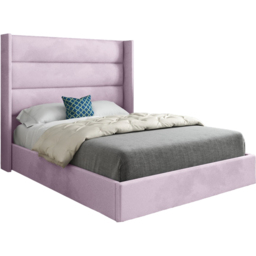 Nuno Pink Single Velvet Upholstered Bed Frame with Straight Winged Headboard - thumbnail 2