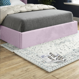 Nuno Pink Single Velvet Upholstered Bed Frame with Straight Winged Headboard - thumbnail 4
