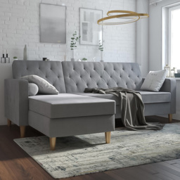 Dorel Home Liberty 3 Seater Grey Sectional Futon with Chaise - thumbnail 1