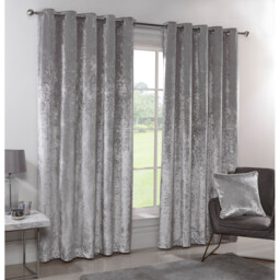 Divante Silver Crushed Velvet Eyelet Curtains 168 x 138cm - thumbnail 2
