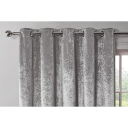 Divante Silver Crushed Velvet Eyelet Curtains 168 x 138cm - thumbnail 3