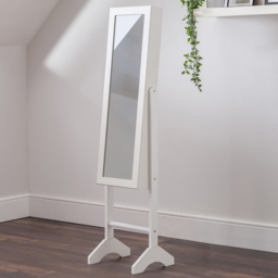 Julian Bowen Prima White Mirrored Jewellery Organiser Floor Cabinet