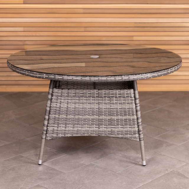Charles Bentley Rattan 6 Seater Dining Table Grey - image 1