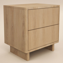 SOLACE+CO Velmor Oak 2 Drawer Ribbed Bedside Table - thumbnail 2