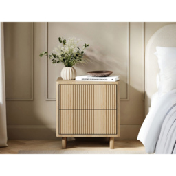 SOLACE+CO Velmor Oak 2 Drawer Ribbed Bedside Table - thumbnail 4