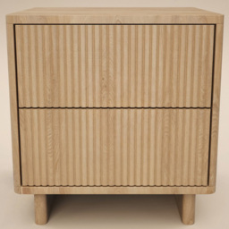 SOLACE+CO Velmor Oak 2 Drawer Ribbed Bedside Table - thumbnail 3