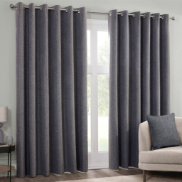 Dusk Eyelet Curtain Charcoal / 168cm / 229cm - thumbnail 1